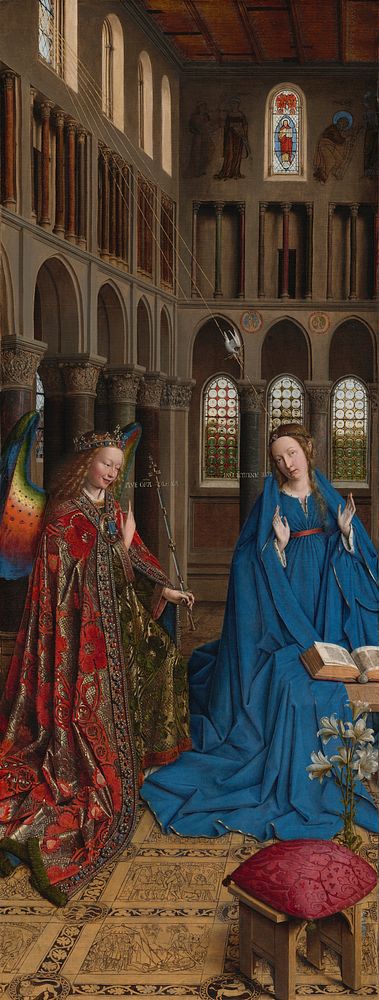 Jan van Eyck's The Annunciation (c. 1434-1436) famous painting. 