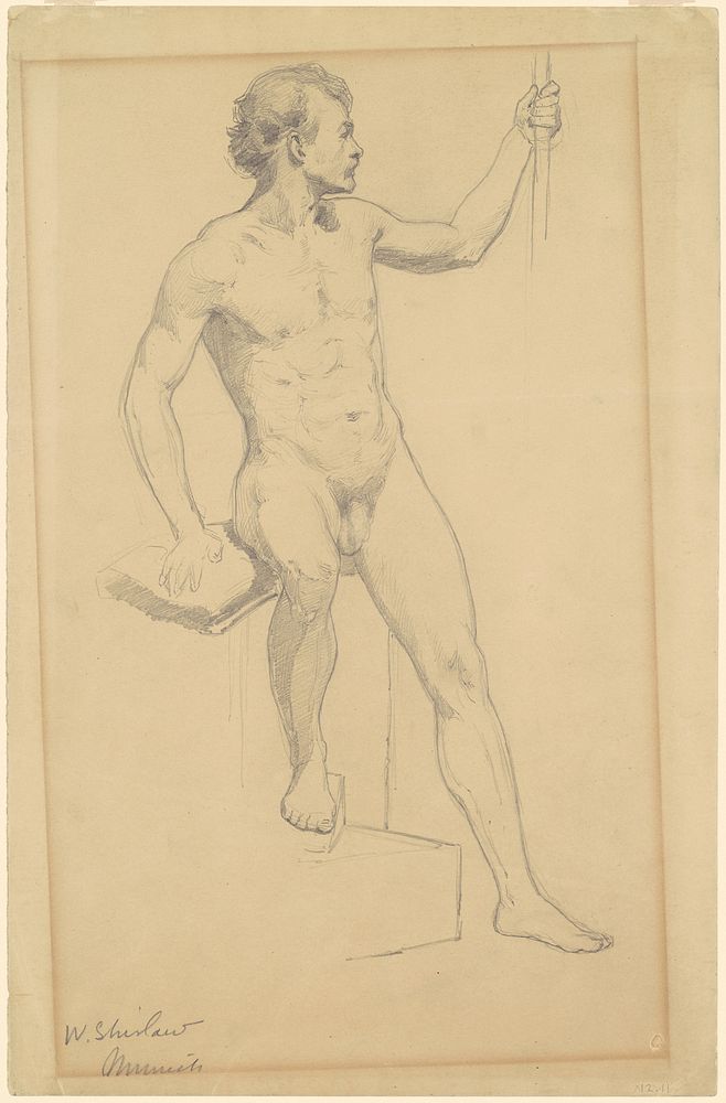 Male Nude (ca. 1870-1877) by Walter Shirlaw. 