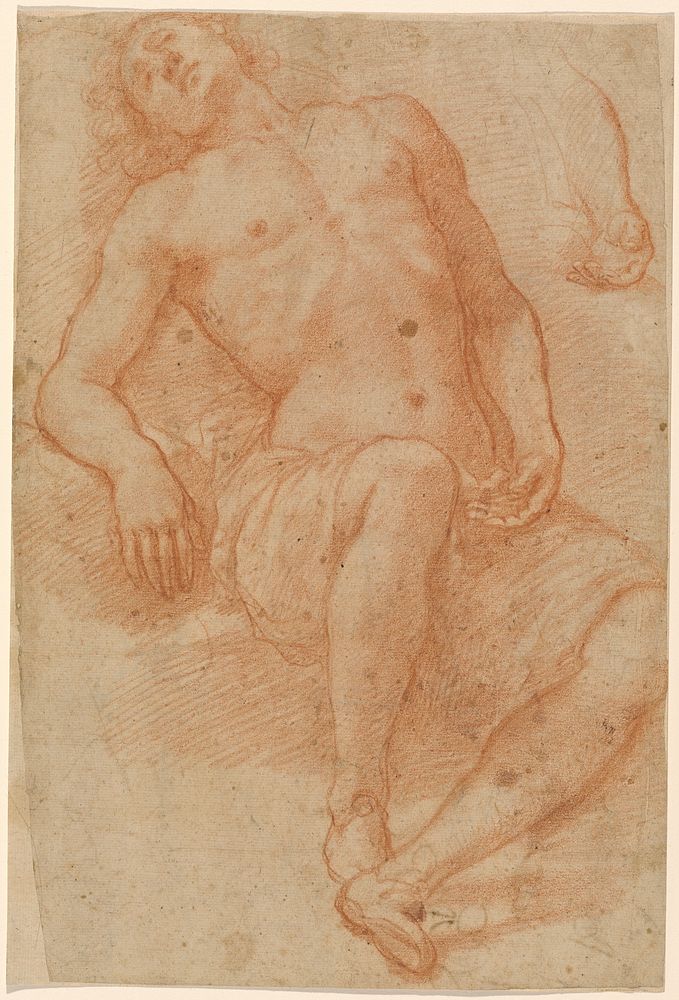 A Male Nude, Half Reclining (ca. 1622-1624) by Matteo Rosselli. 