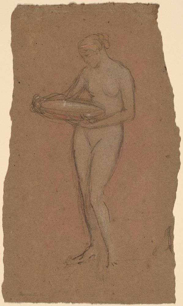 Standing Female Nude Holding a Bowl [recto] (ca. 1868-1873) by James McNeill Whistler. 
