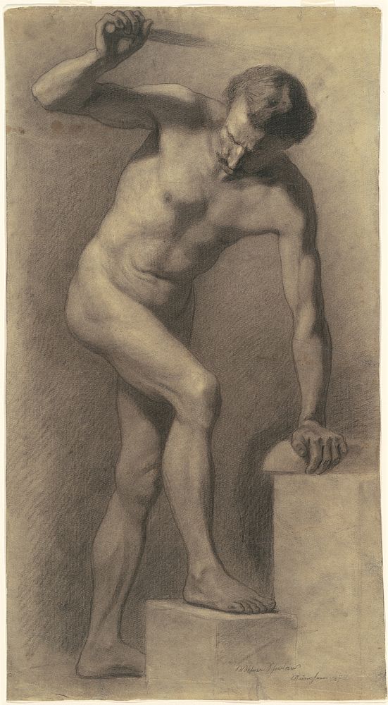 Male Nude on Steps (1872) by Walter Shirlaw.