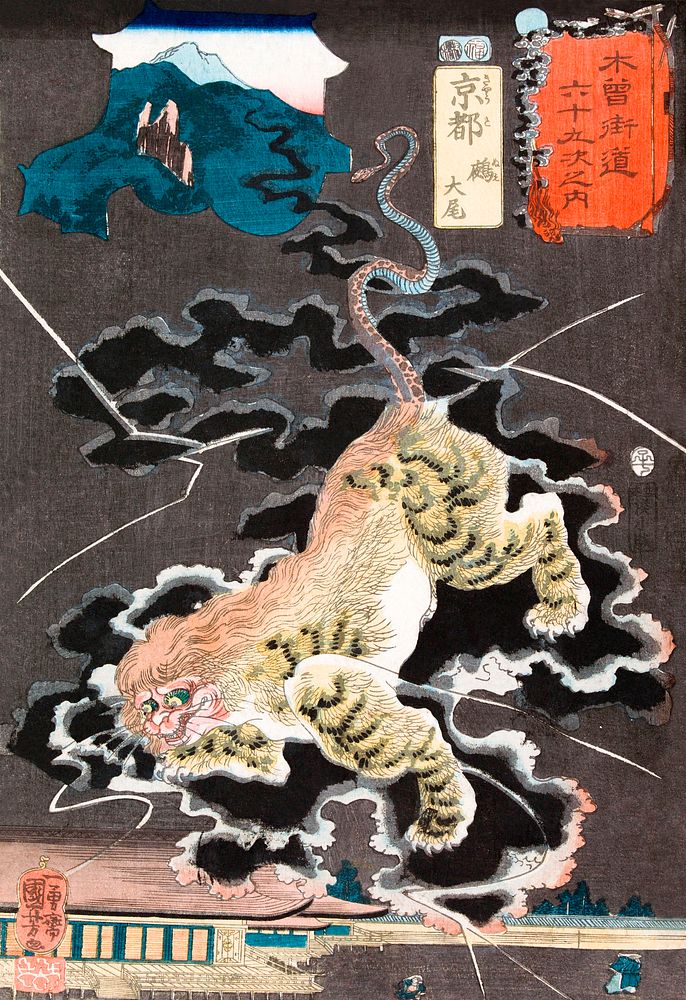 Kyōto: The Naked Monster, The End (Nue, taibi) (1852) by Utagawa Kuniyoshi. Original public domain image from the Public…
