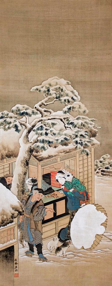 Katsushika Hokusai&rsquo;s shopfront (1780) vintage Japanese painting. Original public domain image from The MET Museum.  …