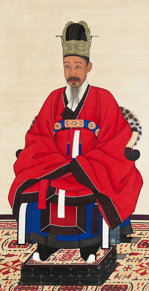 Portrait of Yi Haeung (1820-1898) vintage Korean painting. Original public domain image from Wikipedia.   Digitally enhanced…