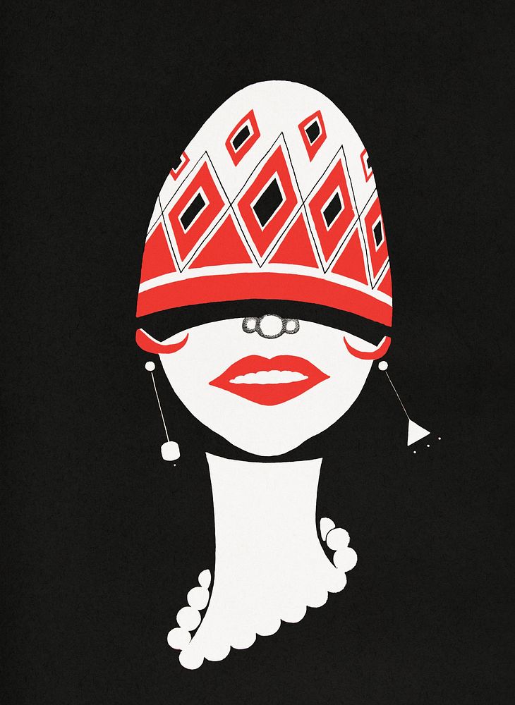 New Masses, vintage woman in red hat.  Remastered by rawpixel