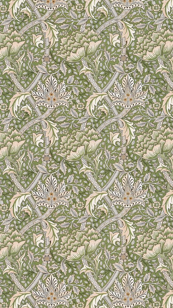 William Morris's Windrush iPhone wallpaper, vintage pattern.  Remastered by rawpixel