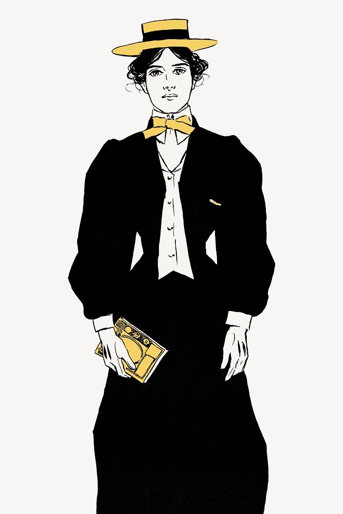 Victorian scholar woman, vintage illustration psd. Remastered by rawpixel