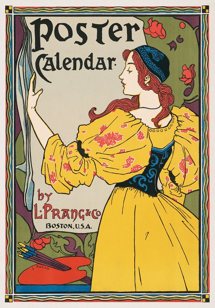 Poster calendar by L. Prang & Co., (1897) by Louis Rhead. Original public domain image from the Library of Congress.…