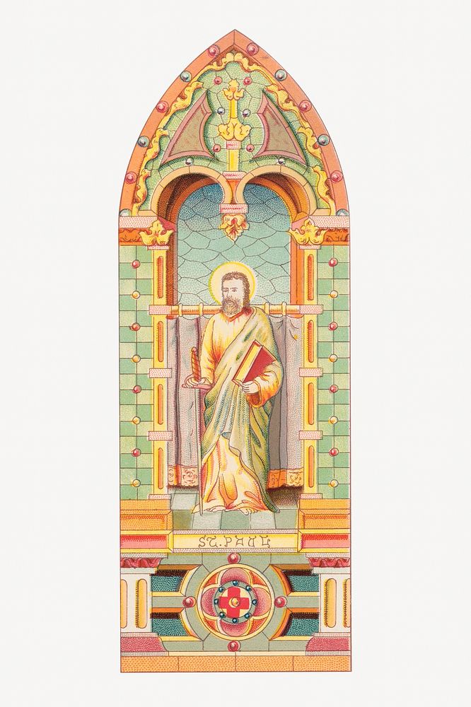 Stained glass for churches and dwellings psd.  Remastered by rawpixel