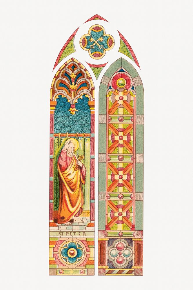 Stained glass for churches and dwellings psd.  Remastered by rawpixel