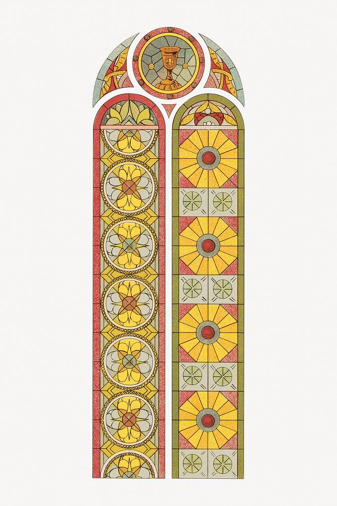 Vintage stained glass element psd.  Remastered by rawpixel