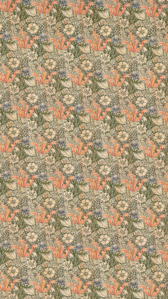 Compton pattern iPhone wallpaper, vintage flower.  Remastered by rawpixel