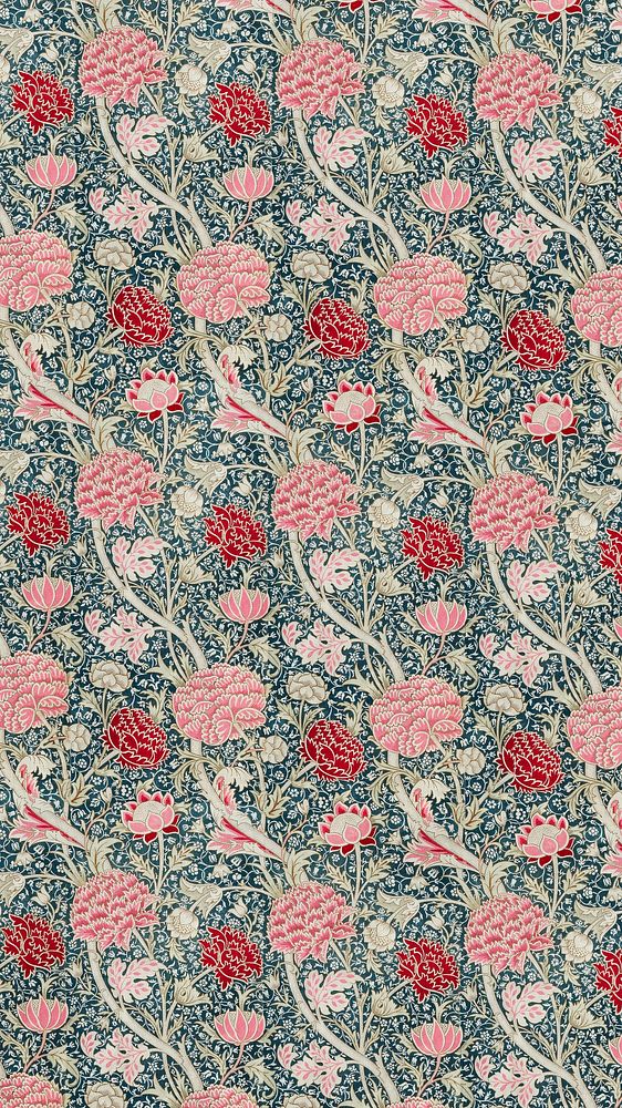 William Morris's Cray iPhone wallpaper, vintage pattern.  Remastered by rawpixel