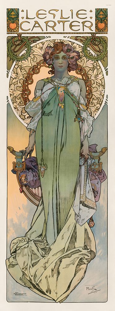 Leslie Carter (1908) by Alphonse Mucha. Original public domain image from the Smithsonian Institution. Digitally enhanced by…