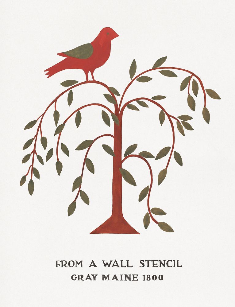 Design from Gray, Maine 1800 (no. 1): From Proposed Portfolio "Maine Wall Stencils" (1935-1942) by Mildred E. Bent. Original…