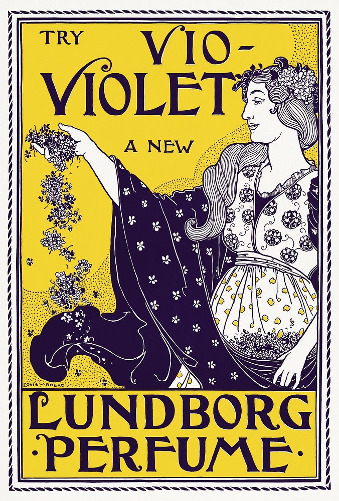 Try vio-violet a new Lundborg perfume (1890-1900) by Louis Rhead. Original public domain image from the Library of Congress.…