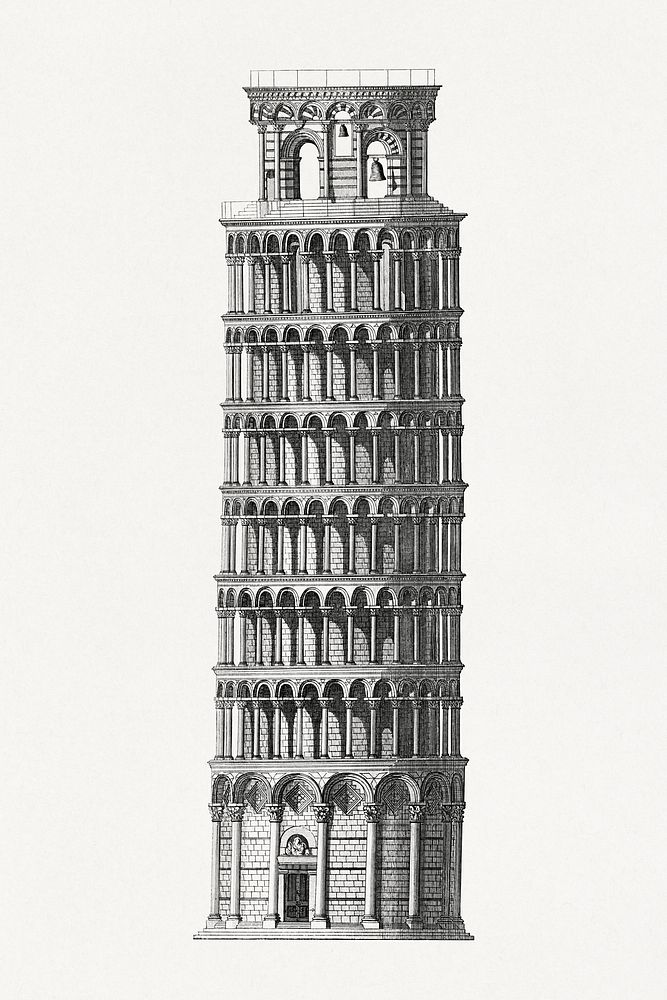  AestheticPisa bell tower psd.   Remastered by rawpixel
