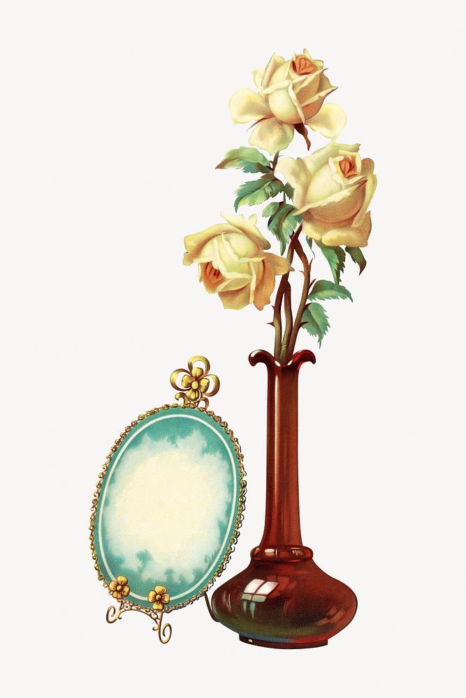 Aesthetic flower vase illustration.  Remastered by rawpixel