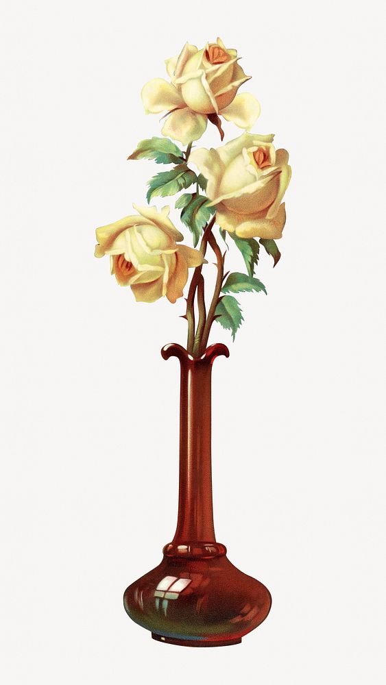 Aesthetic flower vase illustration.  Remastered by rawpixel