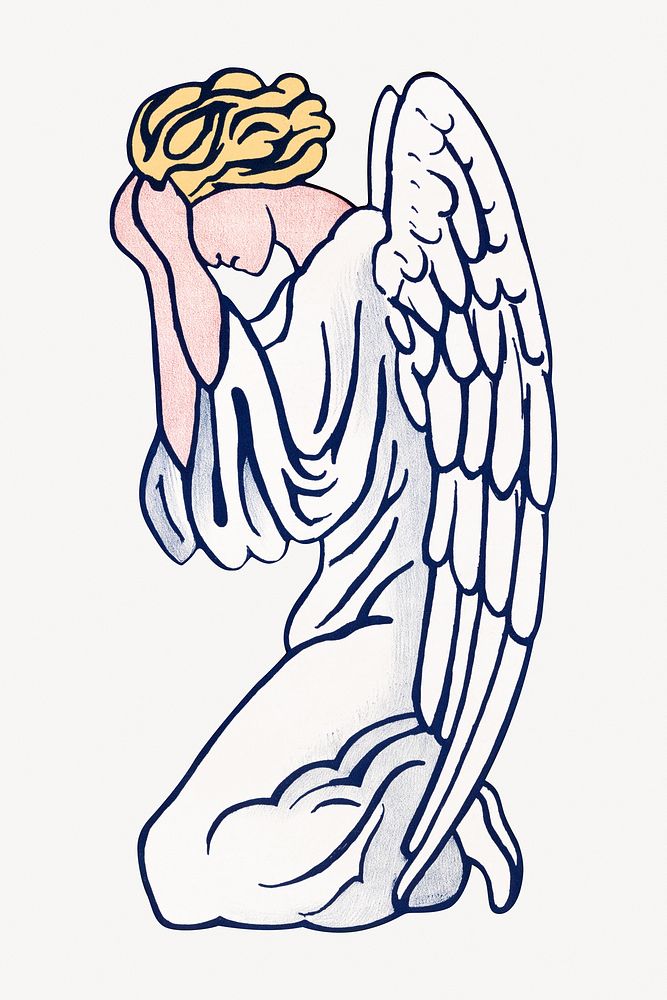 Aesthetic vintage angel illustration.  Remastered by rawpixel