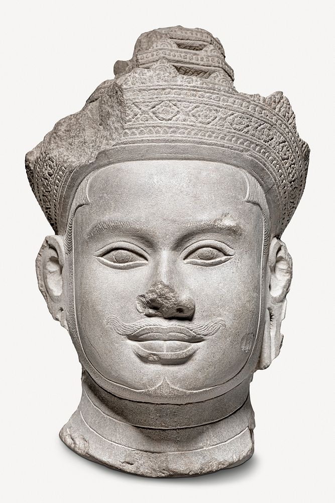 Aesthetic Khmer's head of Vishnu psd.  Remastered by rawpixel