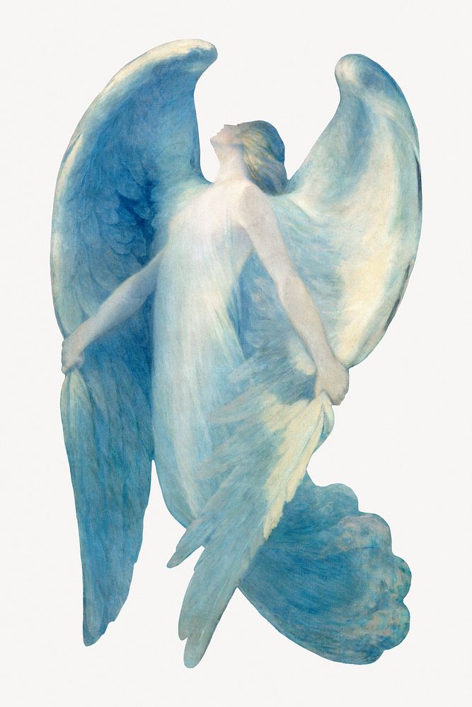Aesthetic angel illustration.  Remastered by rawpixel