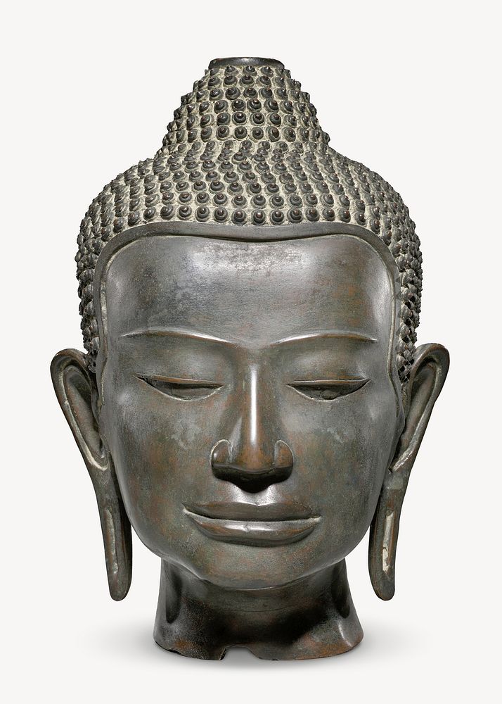 Buddha head (12th century) bronze sculpture. Original public domain image from The Minneapolis Institute of Art. Digitally…