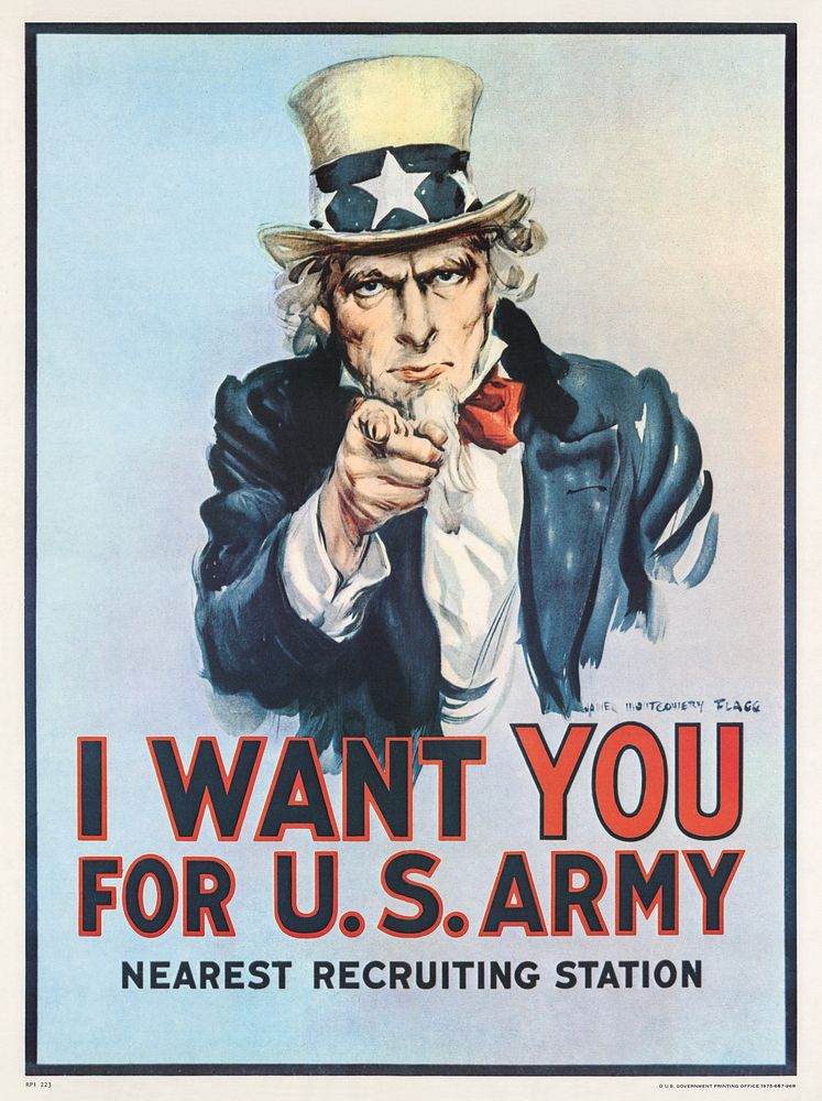 I want you for U.S. Army (1975) aesthetic print by James Montgomery Flag. Original public domain image from Wikimedia…