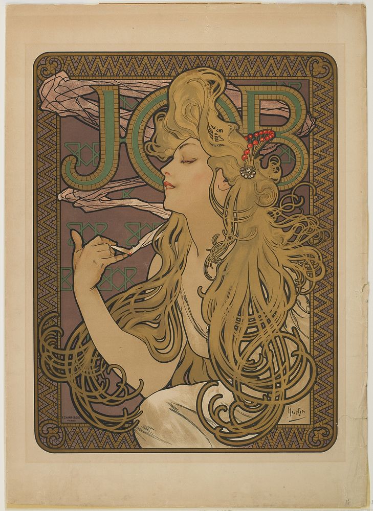 JOB, plate 202 from Les Ma&icirc;tres de l&rsquo;Affiche (1900) print in high resolution by Alphonse Mucha. 