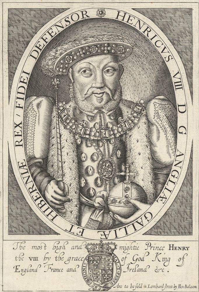 Henry VIII (1618 or 1628) print in high resolution by Renold Elstrack.  