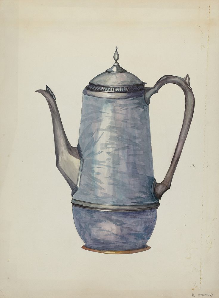 Pewter Coffee Pot (ca. 1936) by Beulah Bradleigh.  