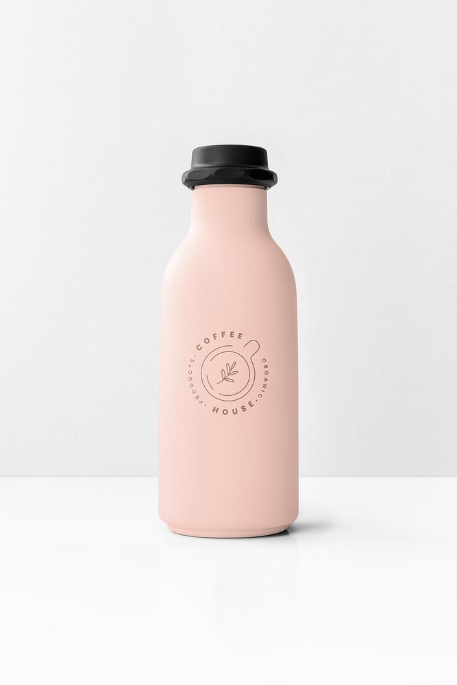 Minimal reusable coffee bottle mockup design