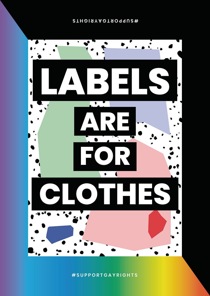 LGBTQ template psd with labels are for clothes quote for poster
