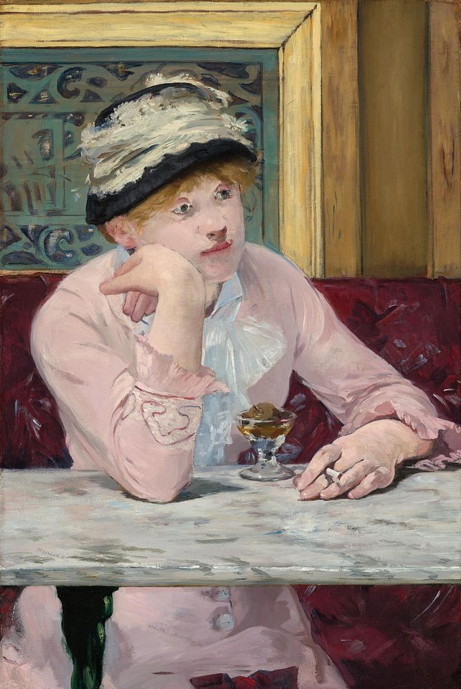 Plum Brandy (c. 1877) painting in high resolution by Edouard Manet.  