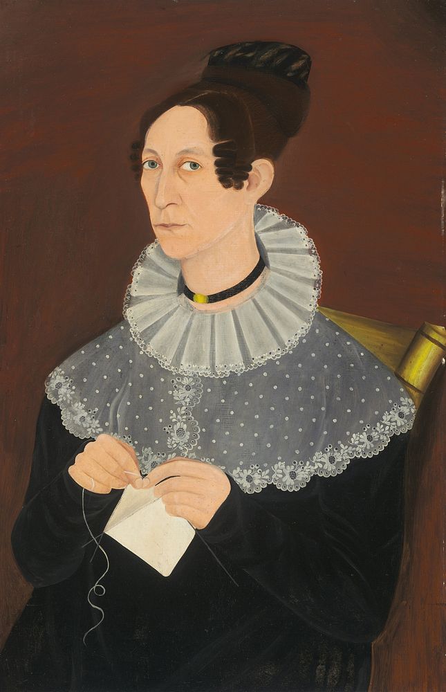 Probably Sarah Cook Arnold Knitting (c. 1830).  