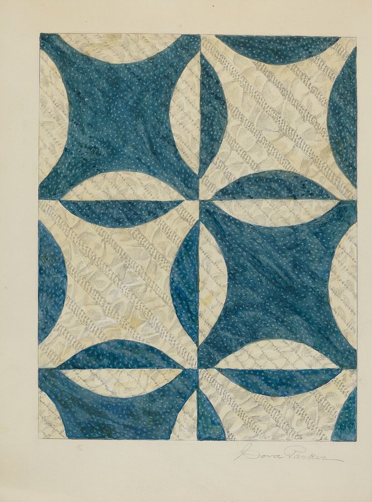 Quilted and Pieced Coverlet (c. 1938) by Cora Parker.  