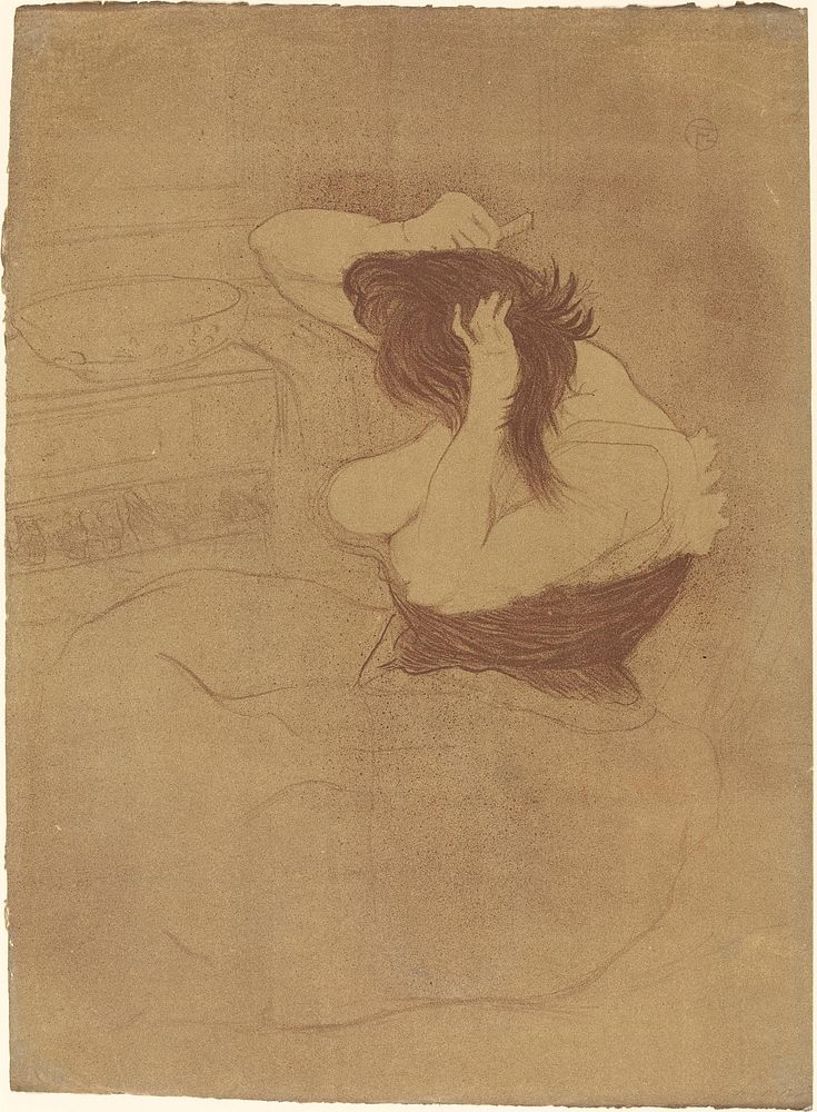Woman Combing Her Hair (Femme qui se peigne) (1896) print in high resolution by Henri de Toulouse–Lautrec.  