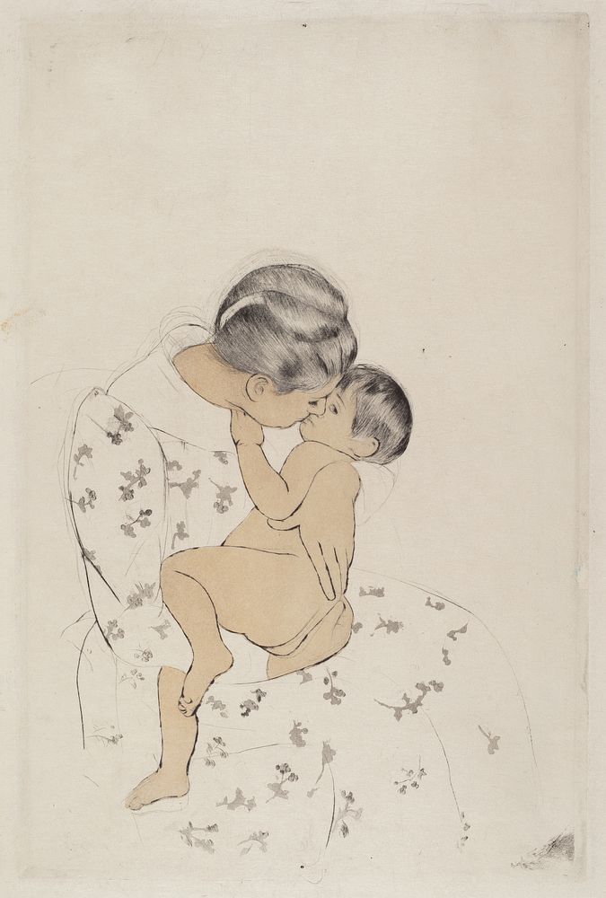 Mother's Kiss (ca. 1890-1891) by Mary Cassatt. 