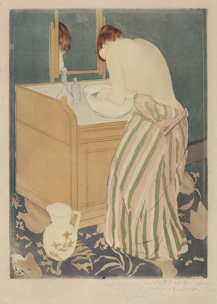 Woman Bathing (ca. 1890-1891) by Mary Cassatt. 