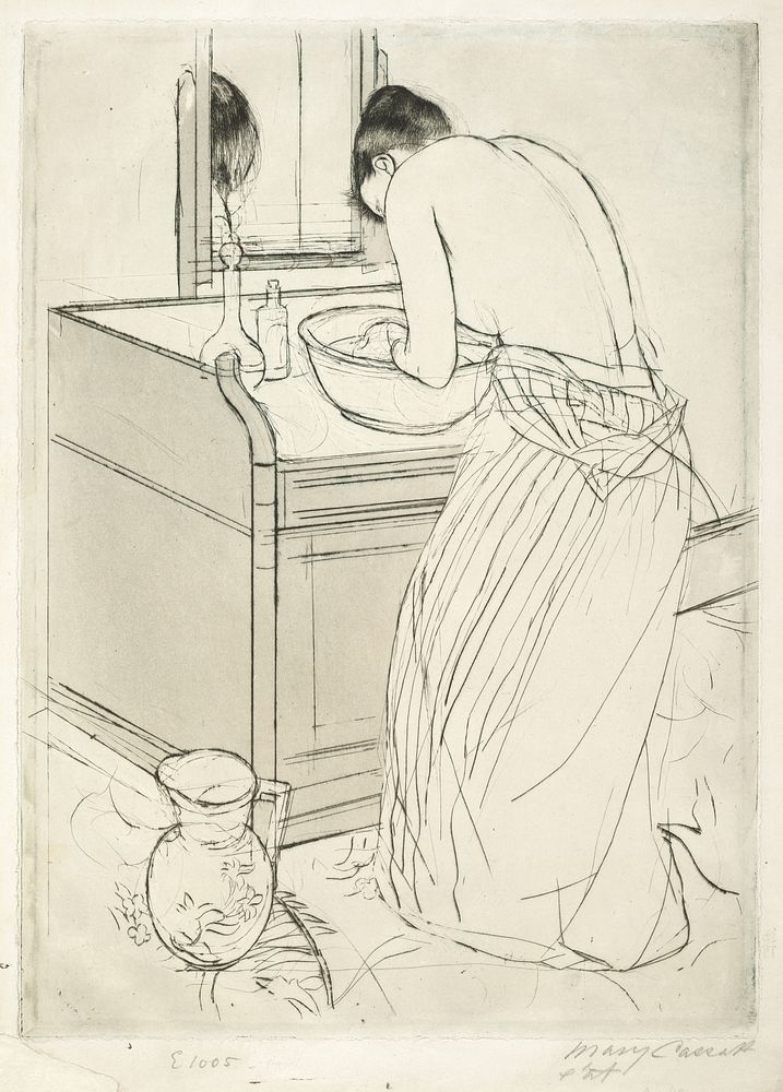 Woman Bathing (ca. 1890-1891) by Mary Cassatt. 