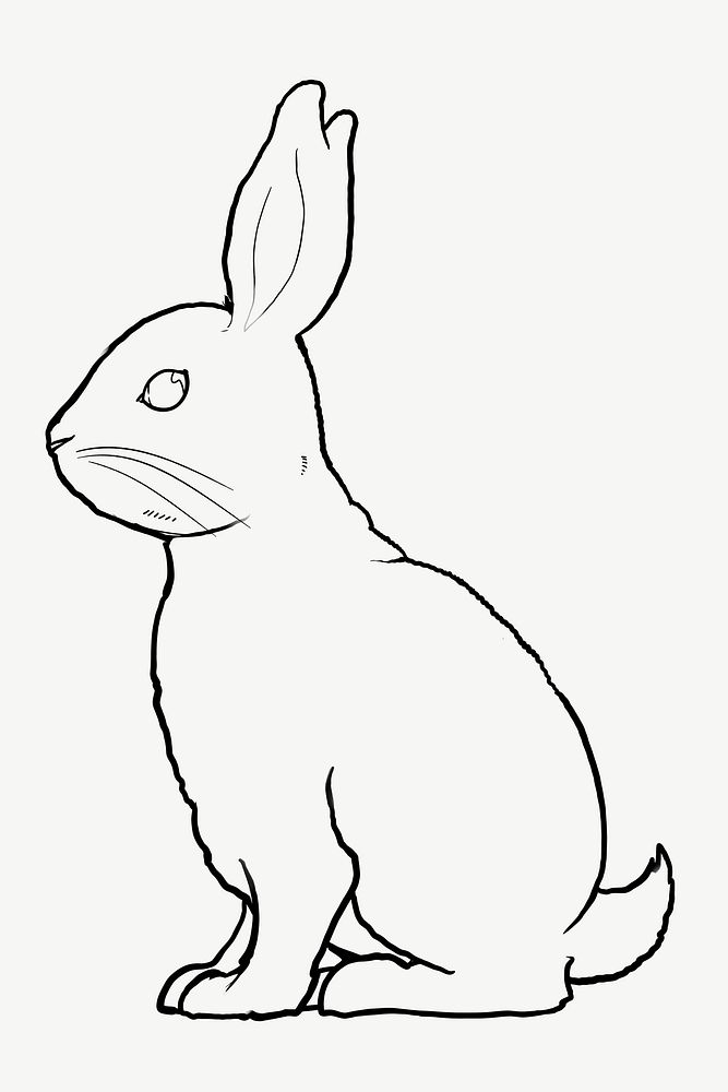 Rabbit, Chinese zodiac animal in line art design psd