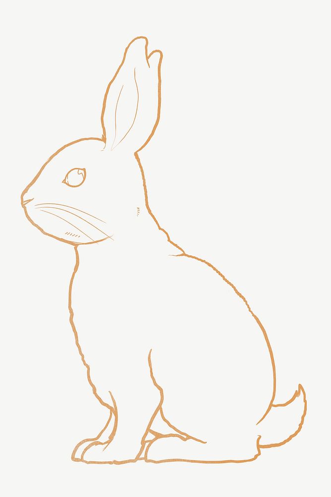 Gold rabbit, Chinese zodiac animal in line art design psd