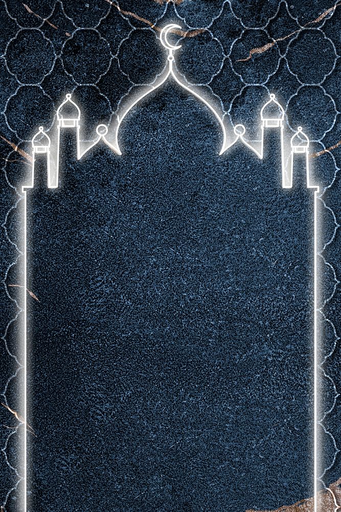 Aesthetic mosque blue background, Ramadan design