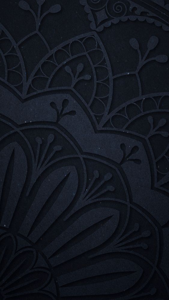 Black ornamental mobile wallpaper, flourish design