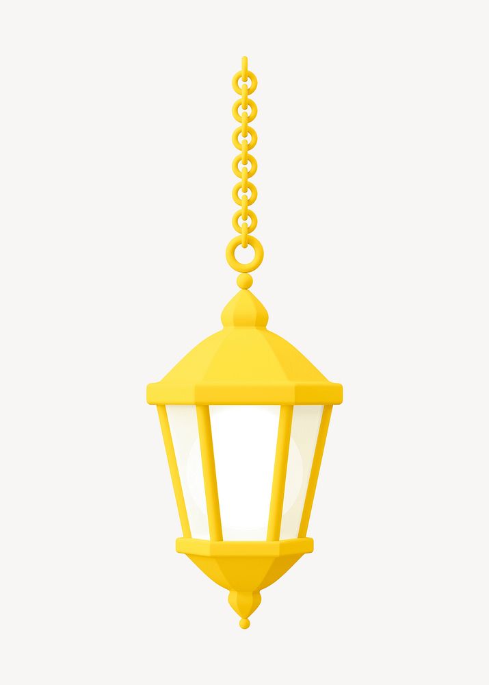 3D Ramadan lantern clipart, gold object illustration