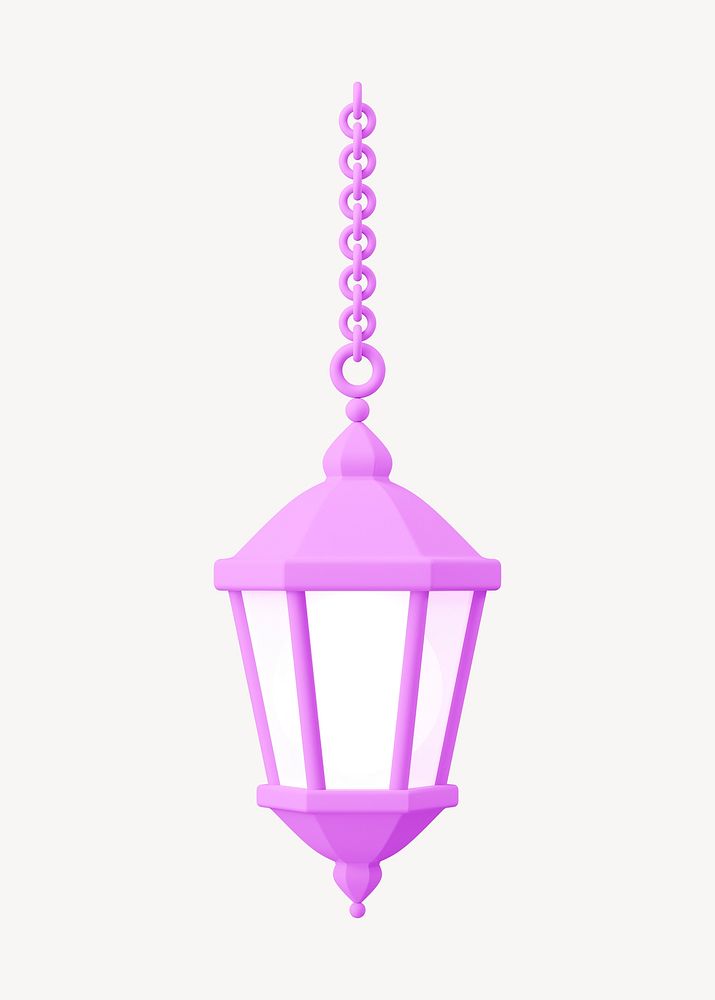 3D Ramadan lantern clipart, purple object illustration