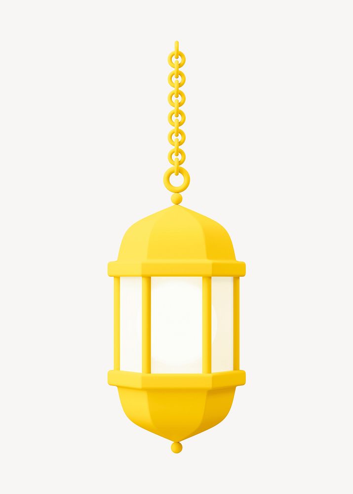 3D Ramadan lantern clipart, gold object illustration