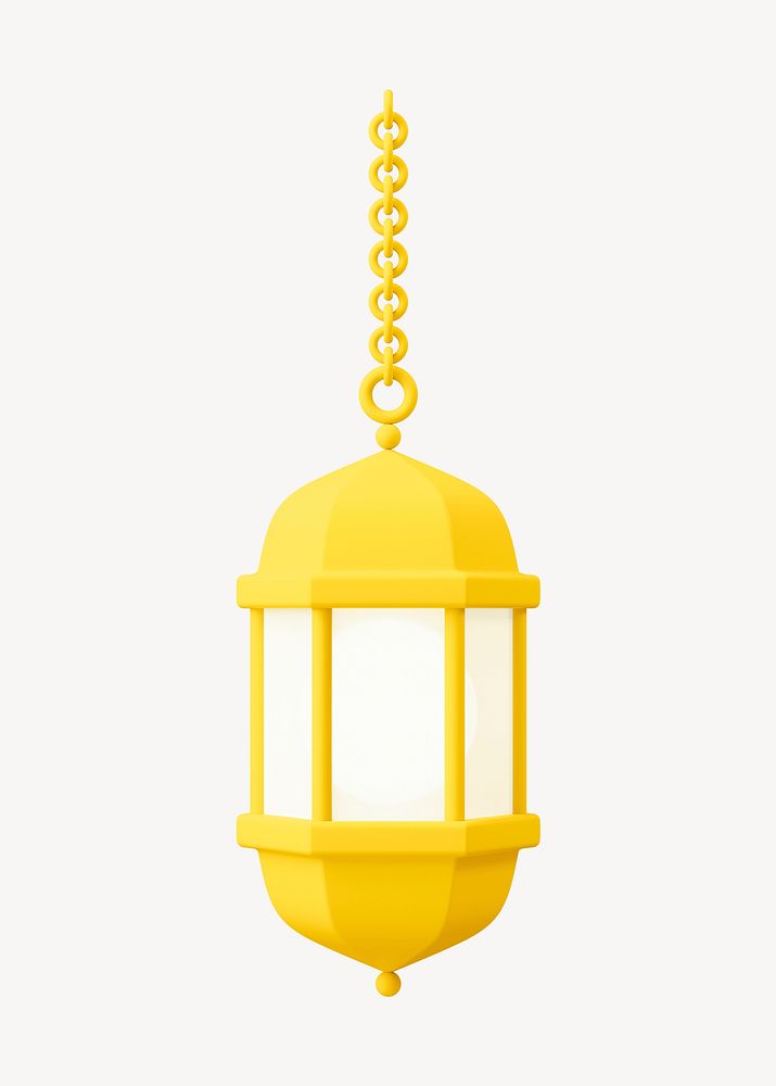 Gold lantern 3D sticker, Ramadan symbol illustration psd