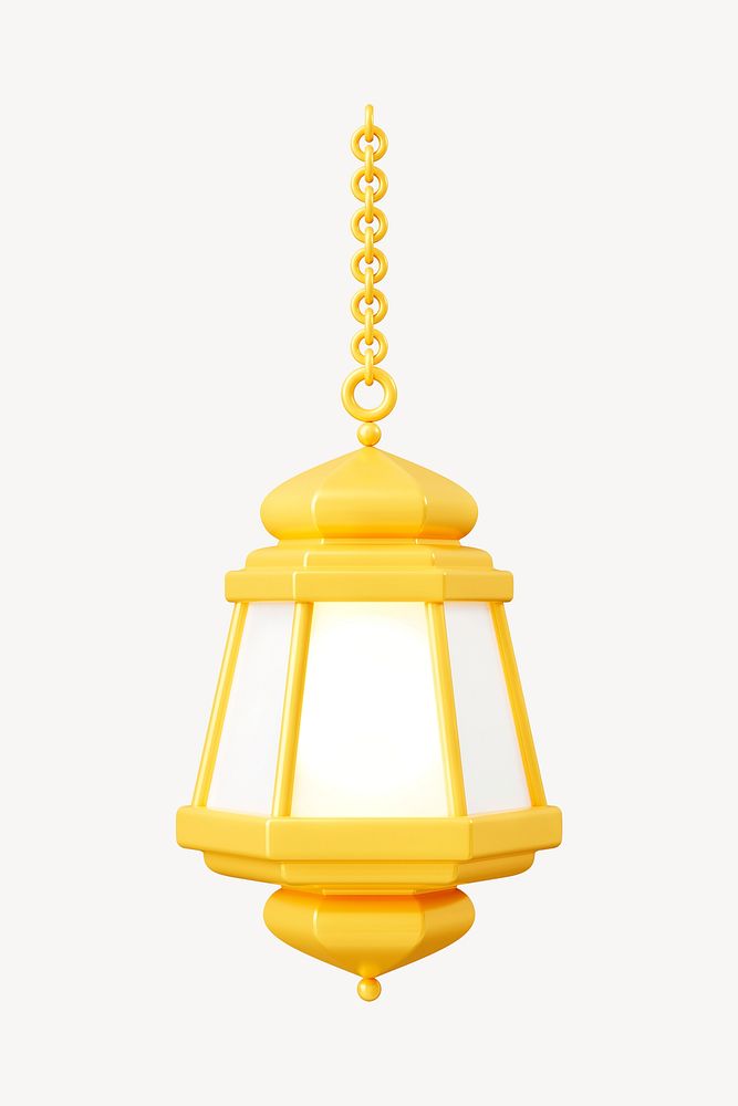 Gold lantern 3D clipart, Ramadan symbol illustration