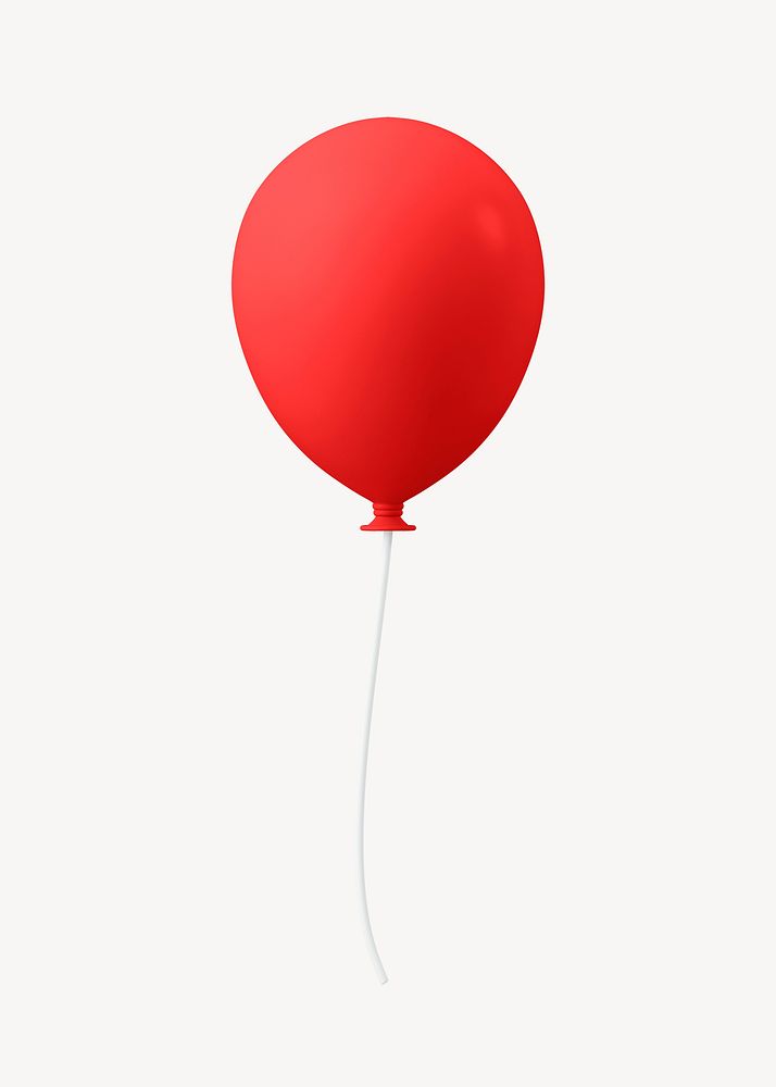 Red balloon design element, 3d birthday graphic psd